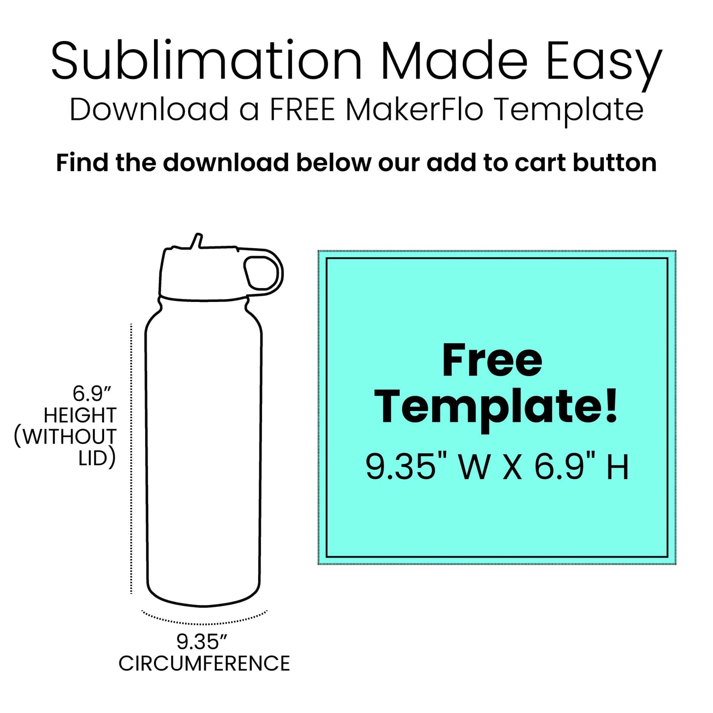 Sublimation water bottle, full wrap template