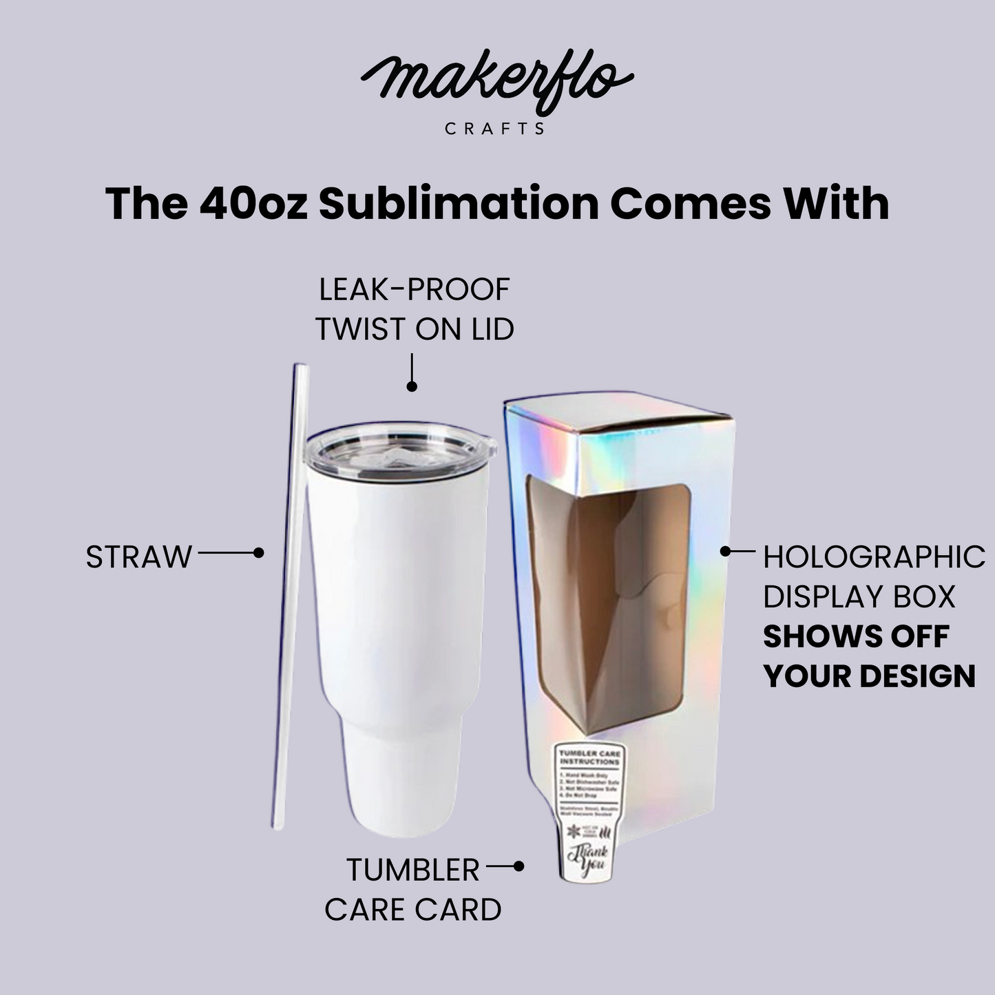 40oz Sublimation Tumbler, box, accessories