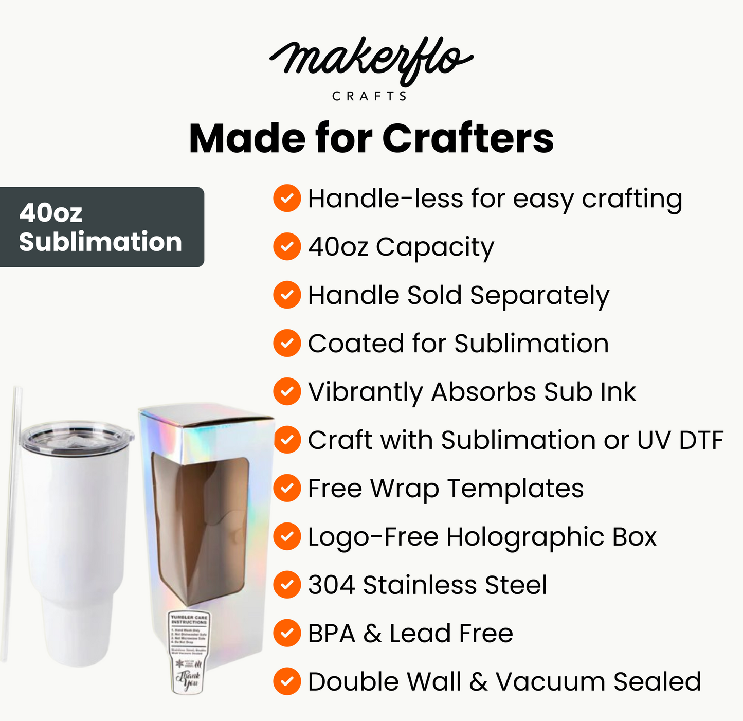 40oz Sublimation Tumbler Highlights