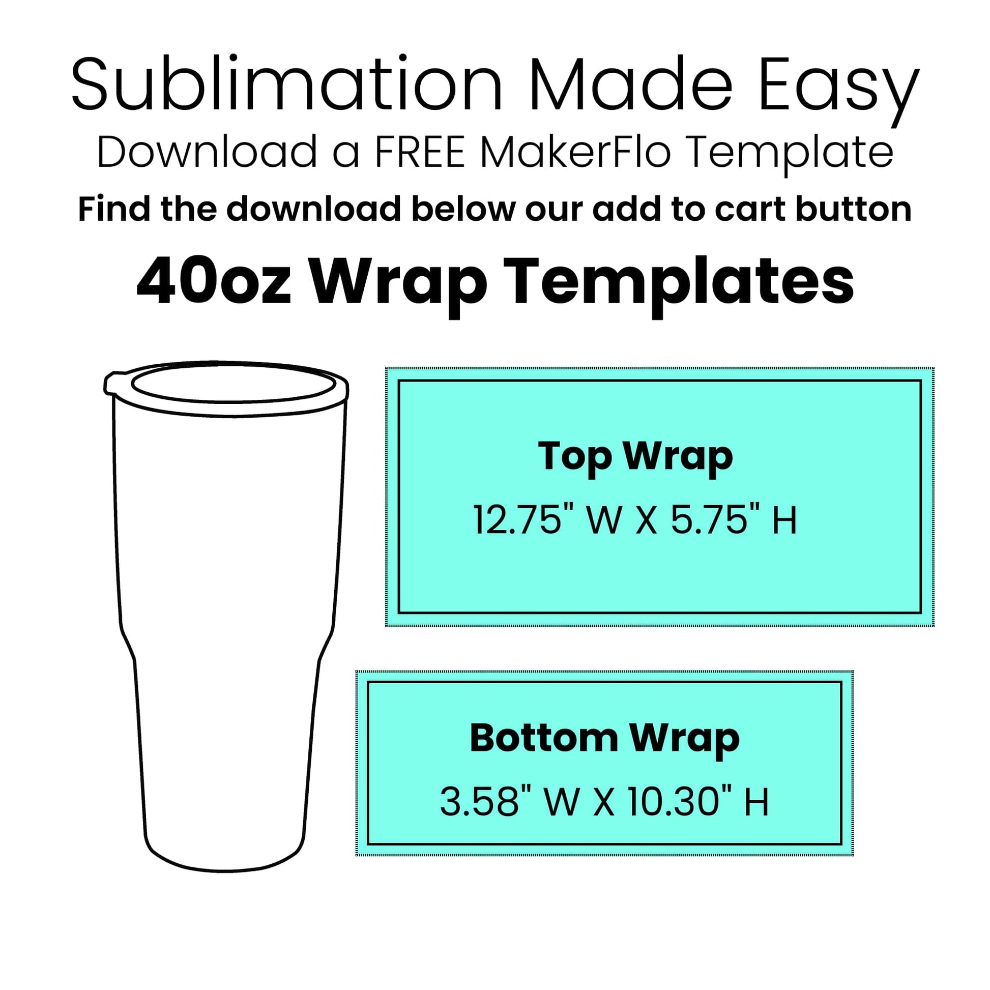 40oz sublimation tumbler, full wrap template