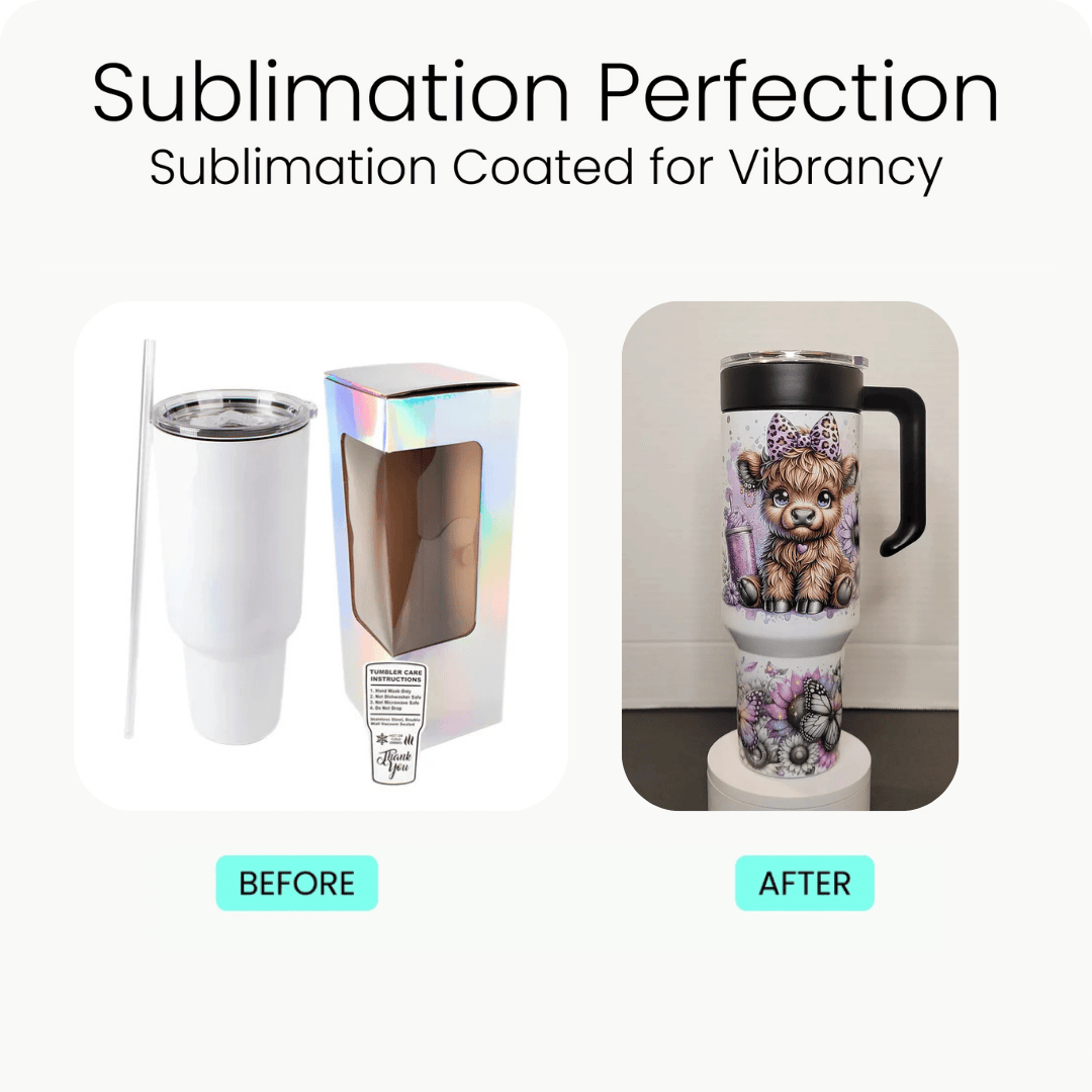 40oz Sublimation Tumbler, before and after