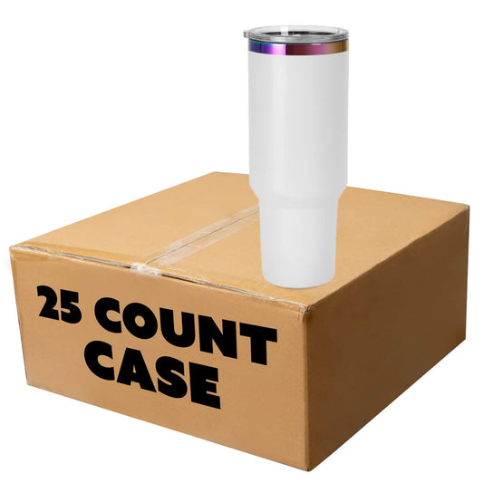 white rainbow-plated tumbler, case 25