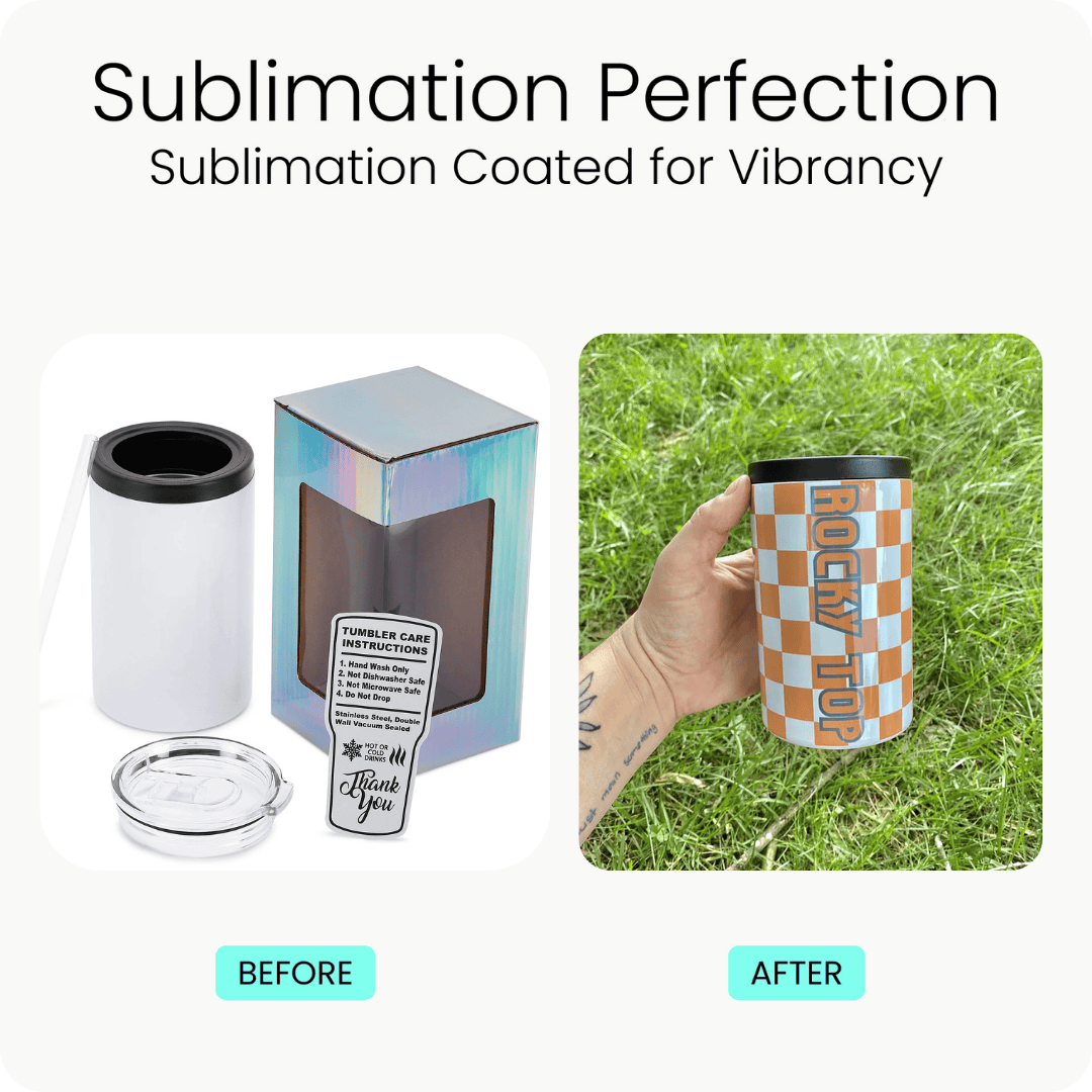 sublimation can cooler, before and after crafting