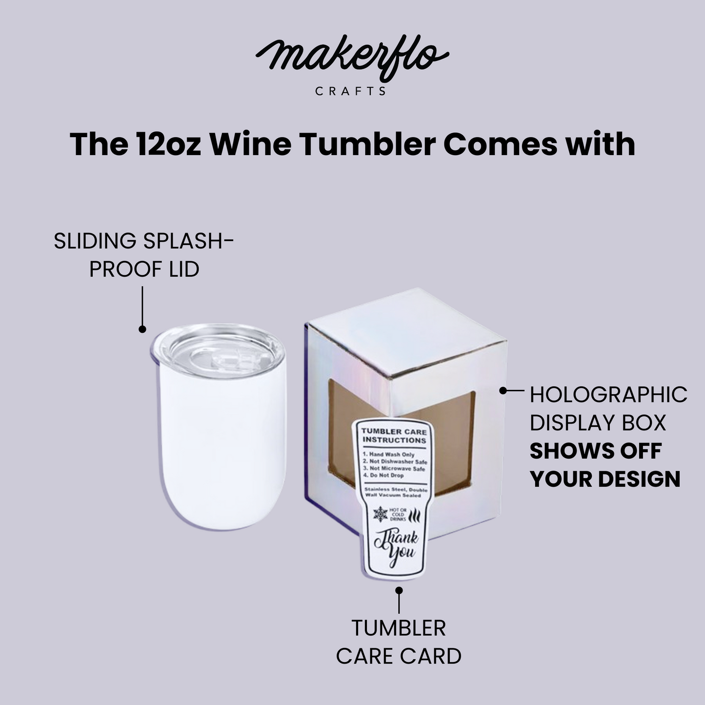 sublimation wine tumbler, box, accessories