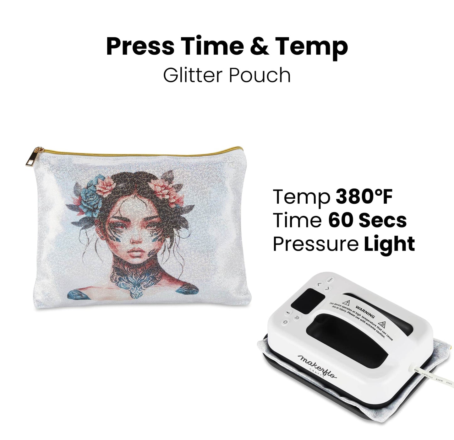 sublimation pouch, press time & temp