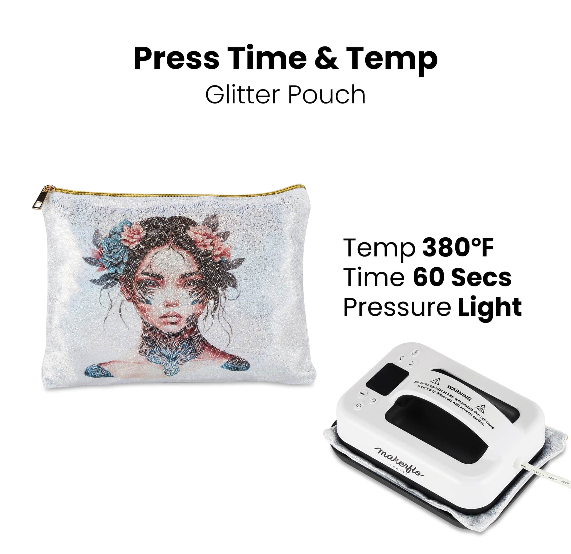 sublimation pouch, press time & temp