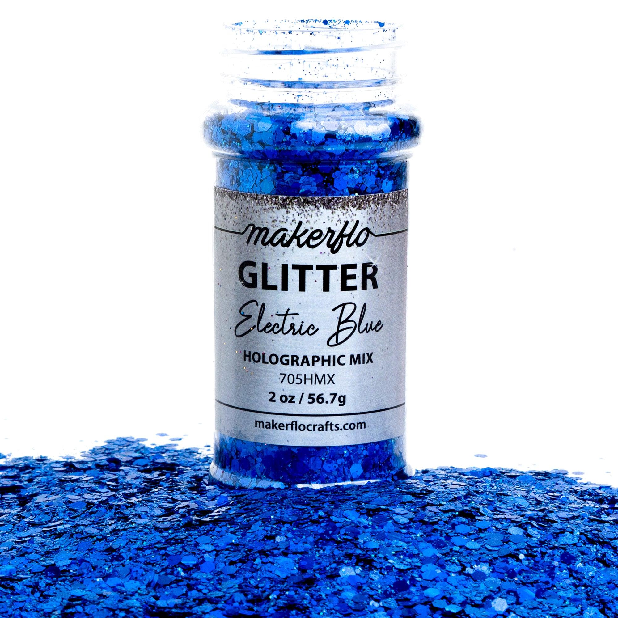 Holographic Navy Blue Medium Size Glitter - 2oz shaker - glitter size 1/24