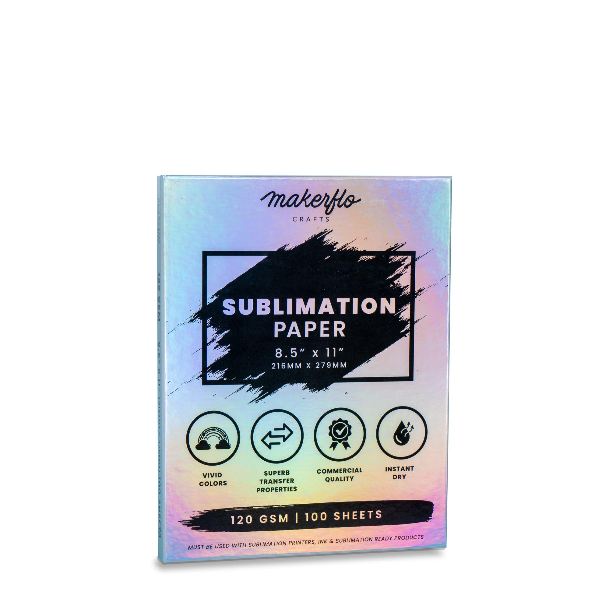 MakerFlo Crafts Sublimation Paper, Pack of 100 Sheets (8.5x11)