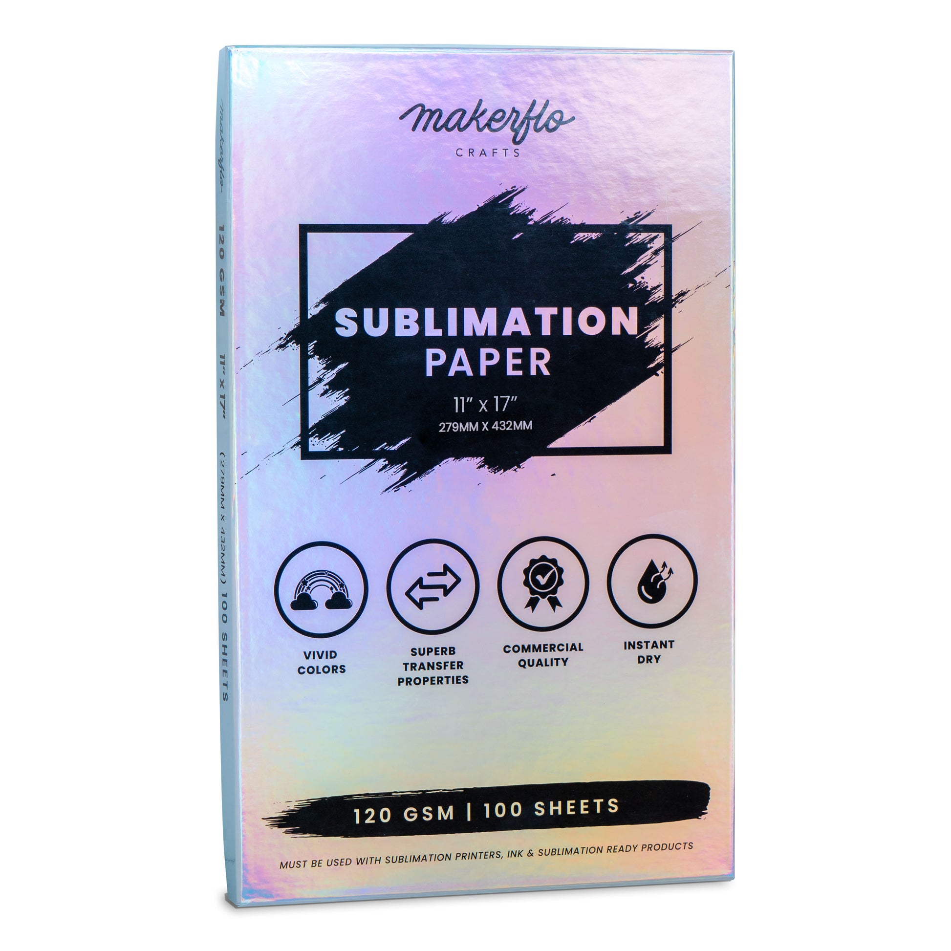 MakerFlo Crafts Sublimation Paper, Pack of 100 Sheets (8.5x11)