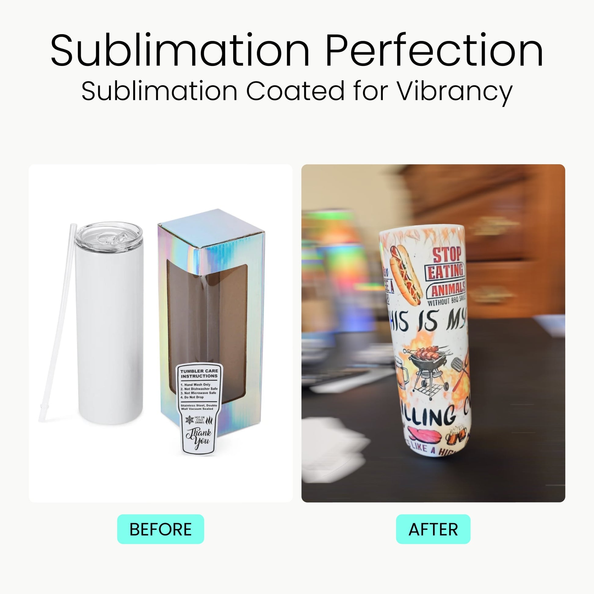 20oz skinny sublimation tumbler, before & after