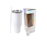 white sublimation tumbler with straw and box