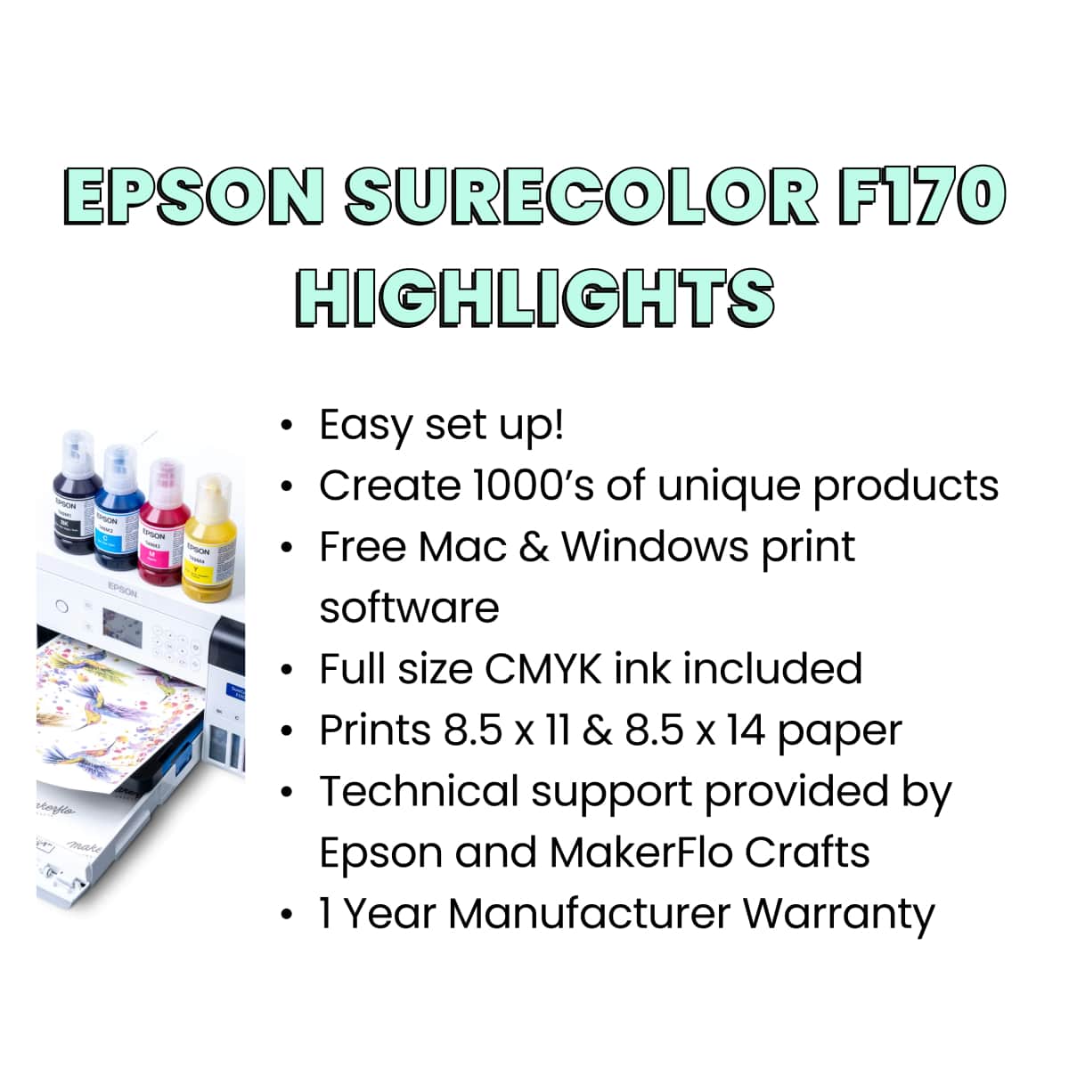 Epson® F170 Flat Items Sublimation Printer Kit