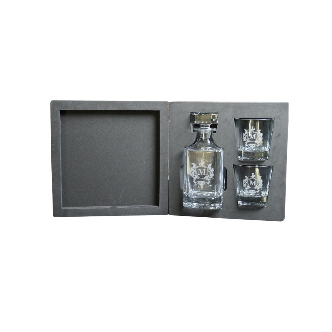 Large Box Foam Set For 1 Decanter and 2 Glasses