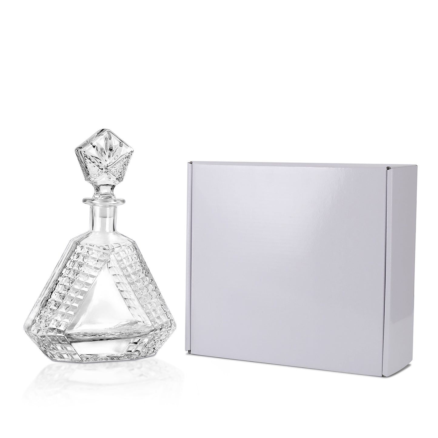 Triangle glass decanter with white gift box