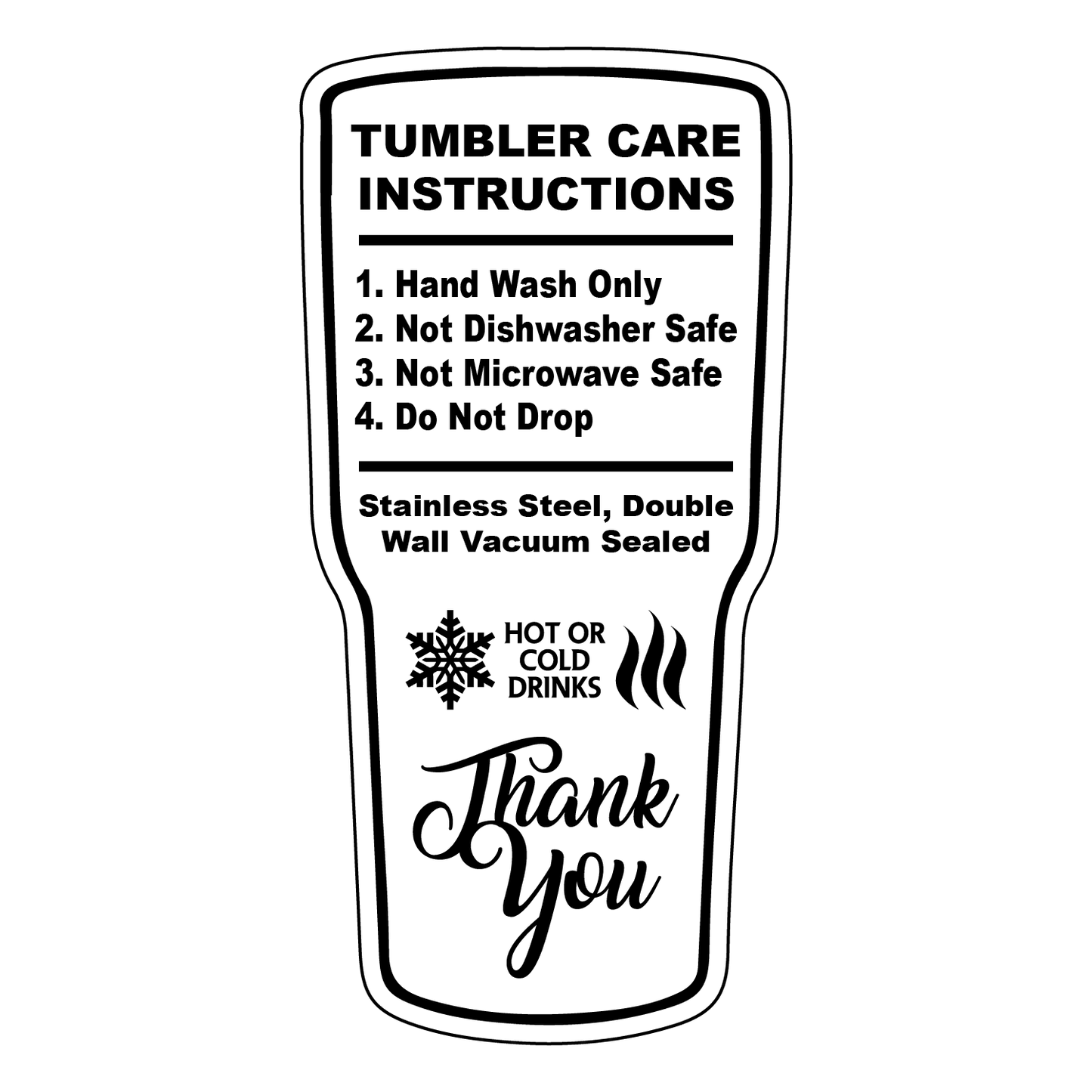 Tumbler Care Cards (Pack of 25)