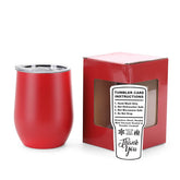 wine tumbler, 12oz, red, powder coated