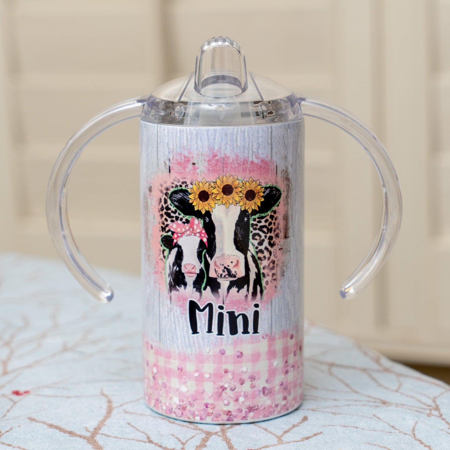 12 oz. Sippy Cup White Straight Blank Sublimation Tumbler, Duo