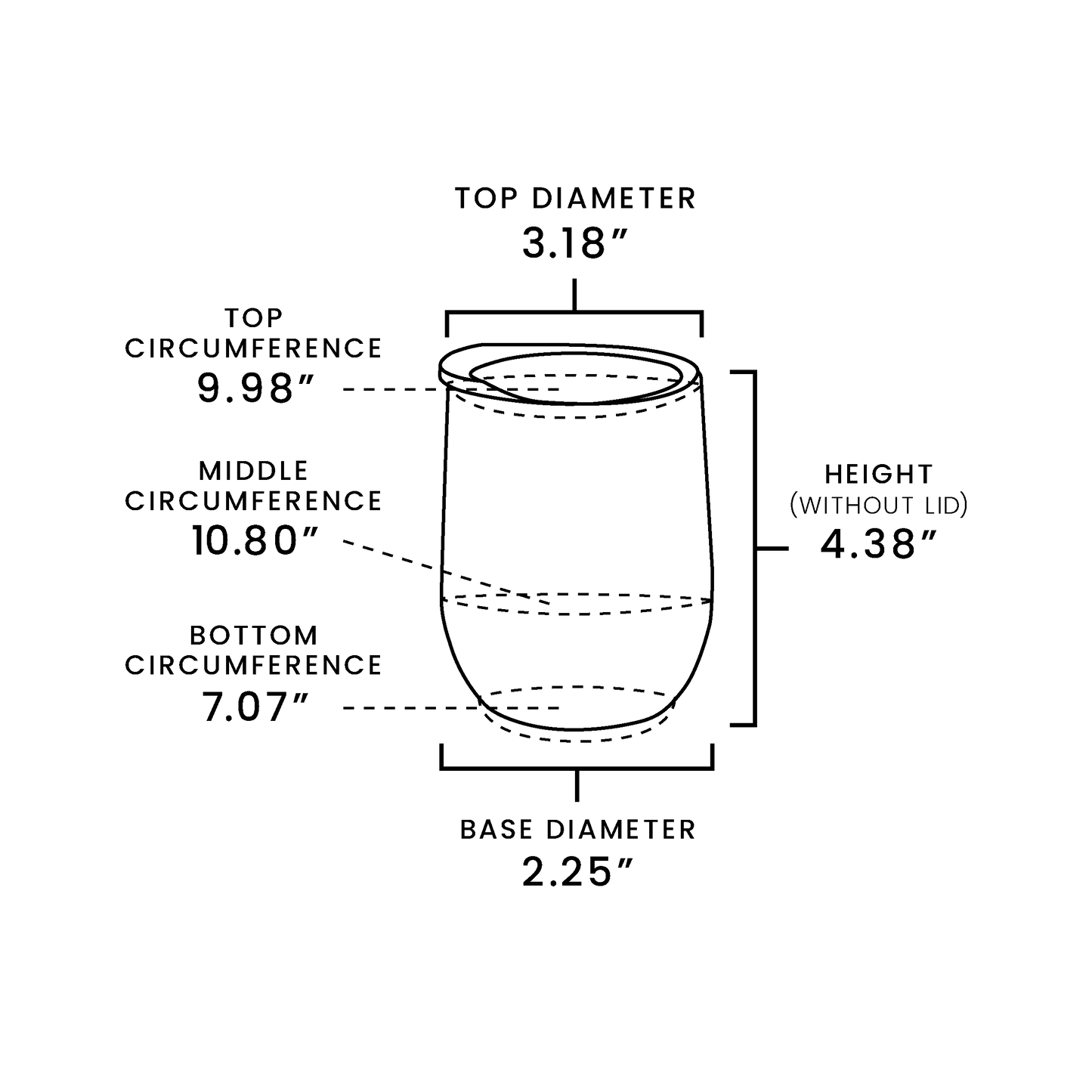 Stemless Wine Tumbler Dimensions & Drawings