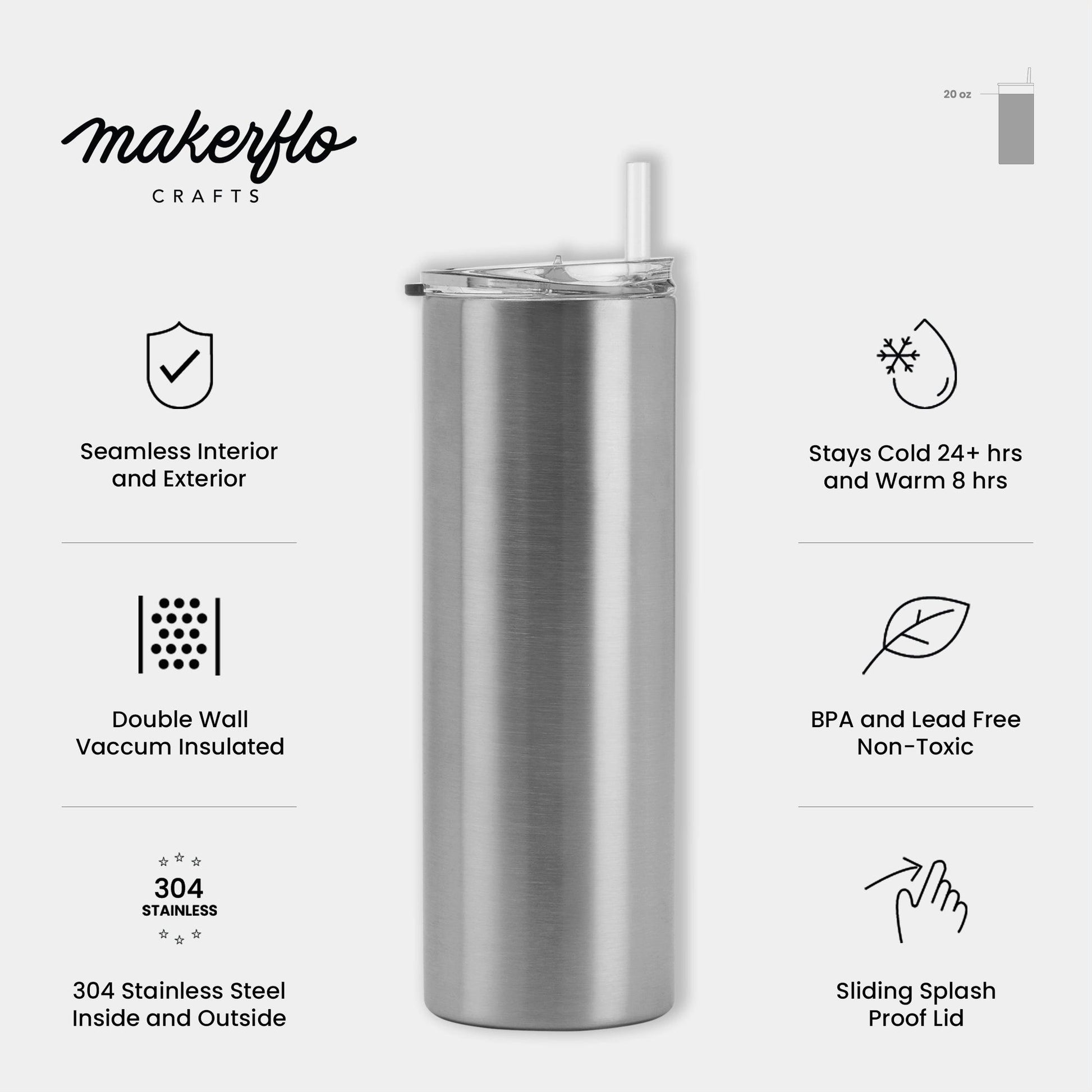 Stainless Steel Tumblers Bulk 20oz Double Wall Vacuum Insulated by