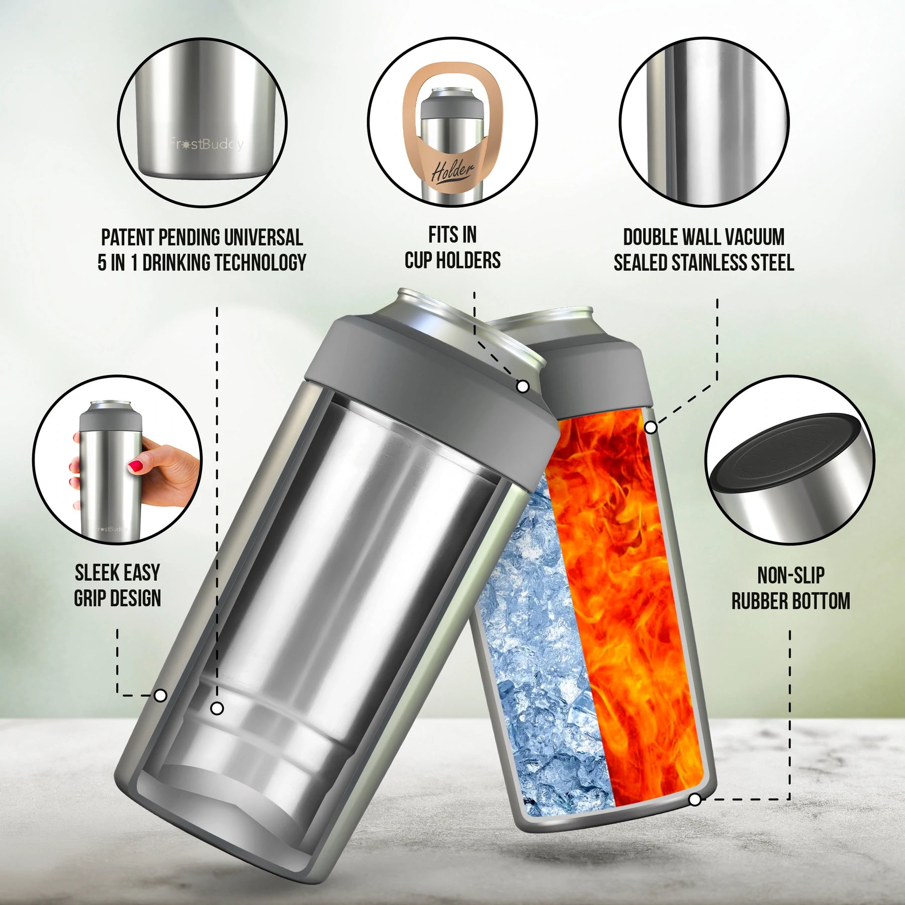 Frost Buddy​ Universal 2.0 Insulated Hibiscus Floral Can Cooler