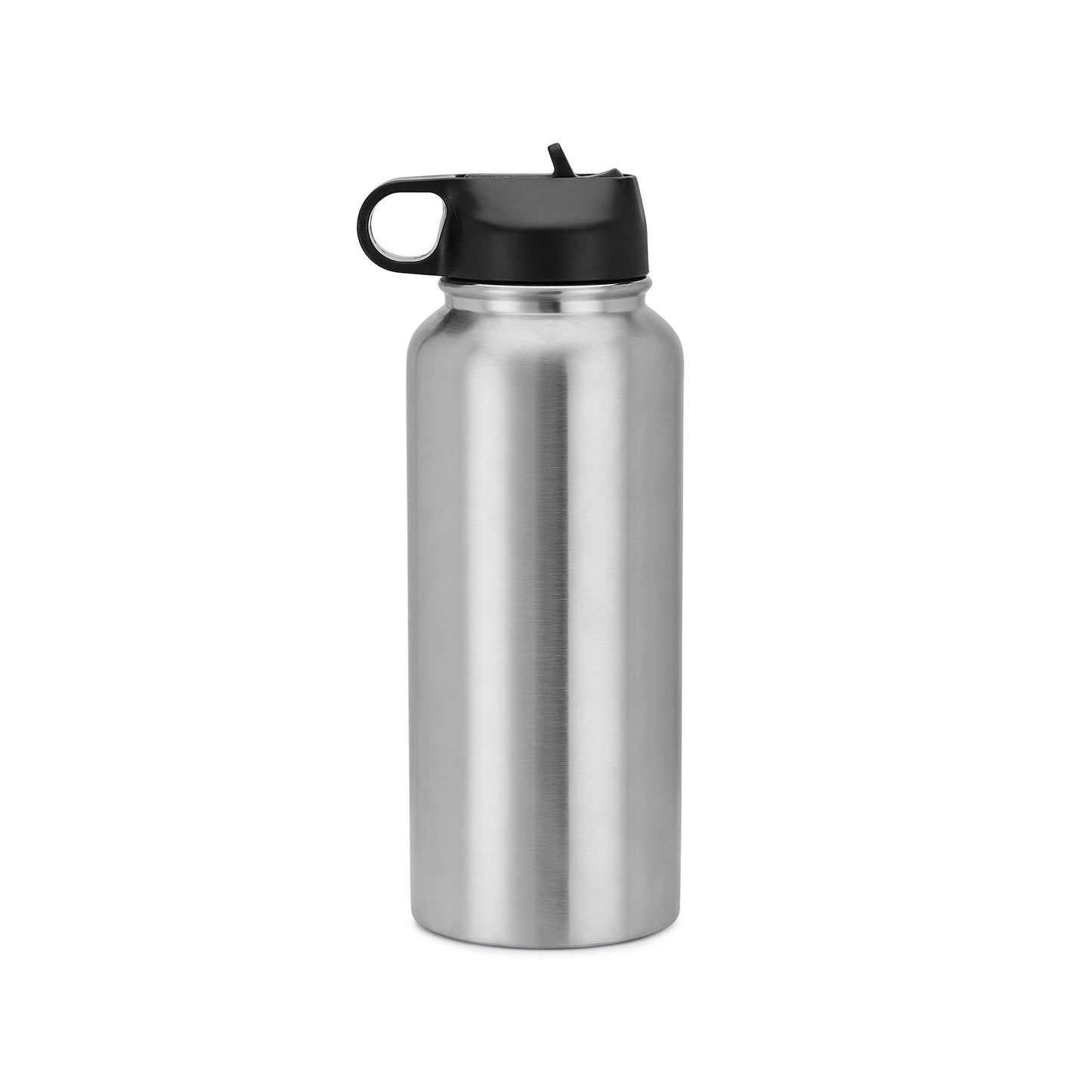 Black Stainless Steel Water Bottle With Straw, 32 oz.