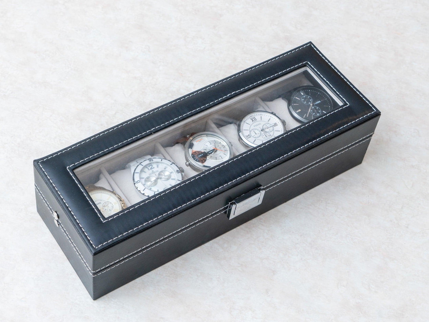 5 Slot Watch Box - Black