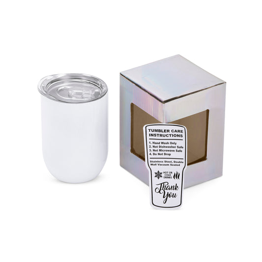 white 12oz straight wine tumbler with box