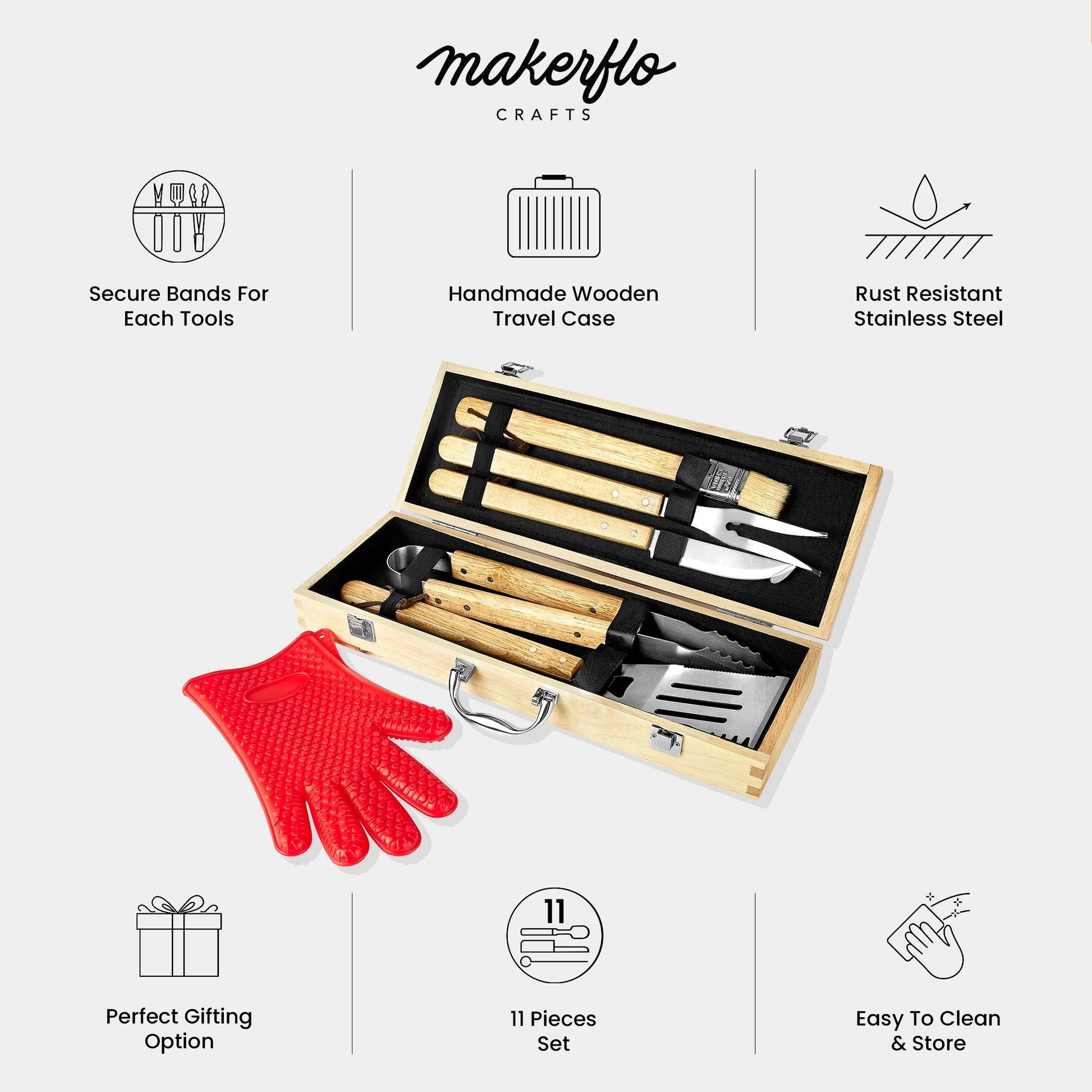 11 Piece BBQ Grill Set – MakerFlo Crafts