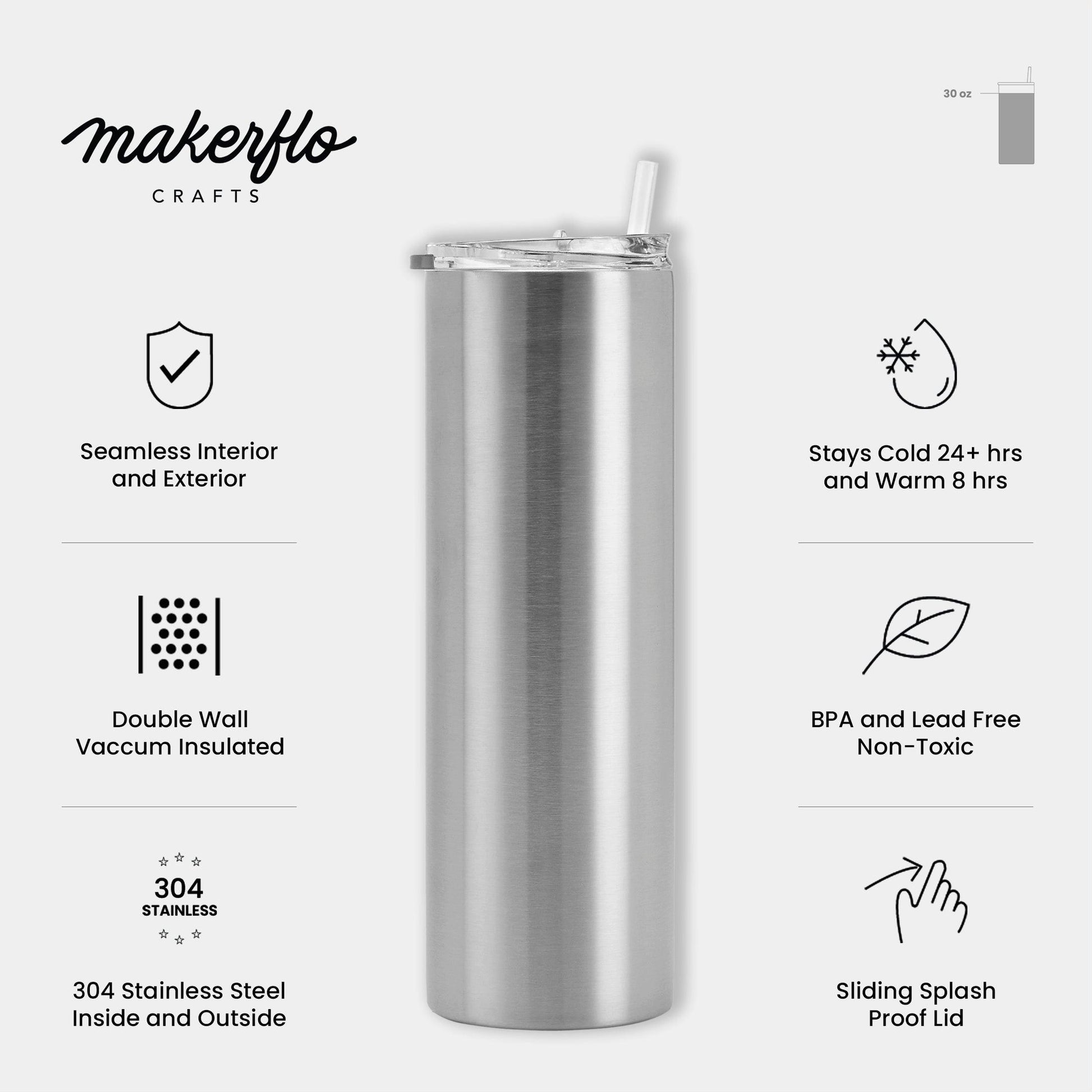 Skinny Tumblers 20 Oz Stainless Steel Tumbler Bulk with Lids and