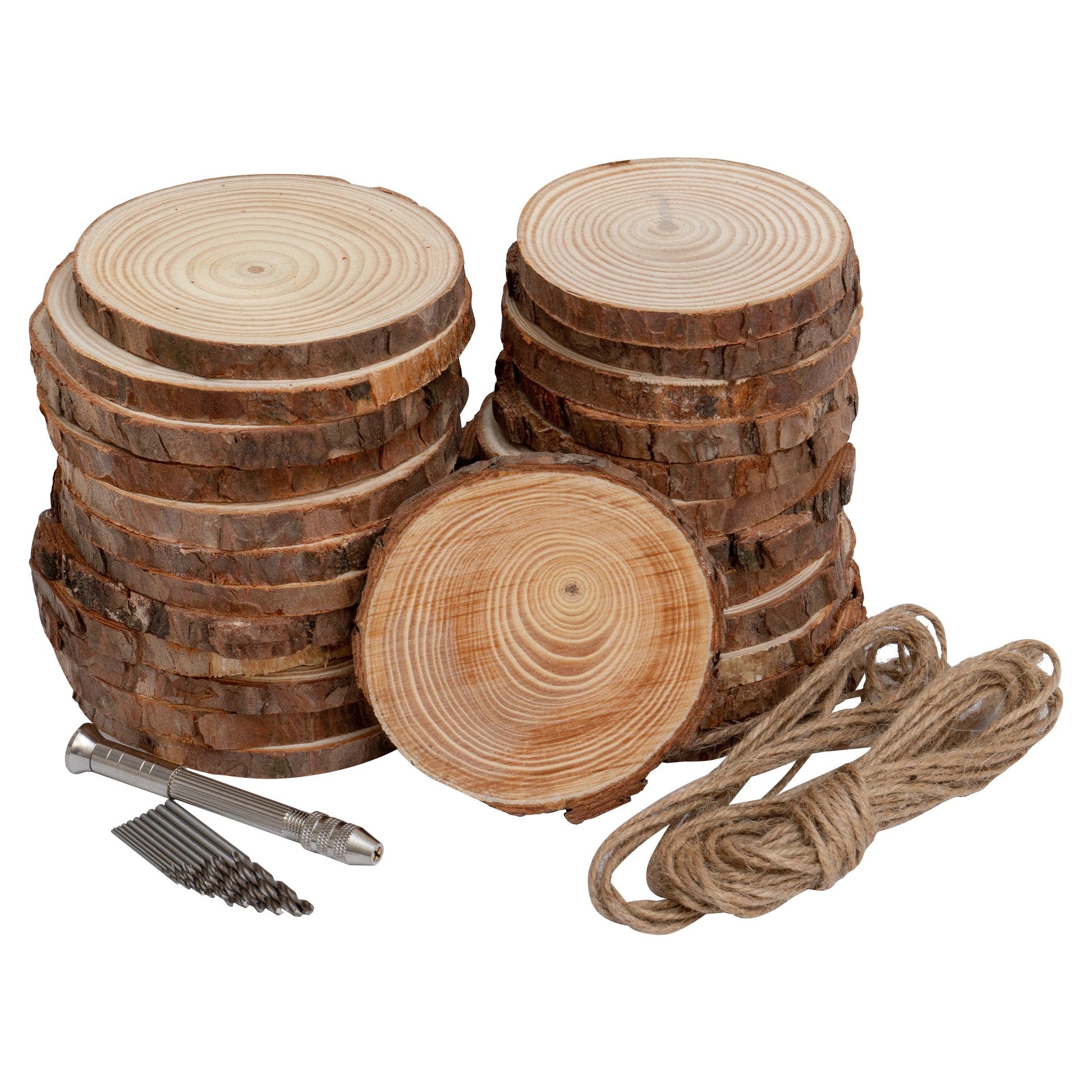 Unfinished Pine Slice Natural Wood Slices Wood Disc with Tree Bark DIY Accessory, Size: 16x16x2CM