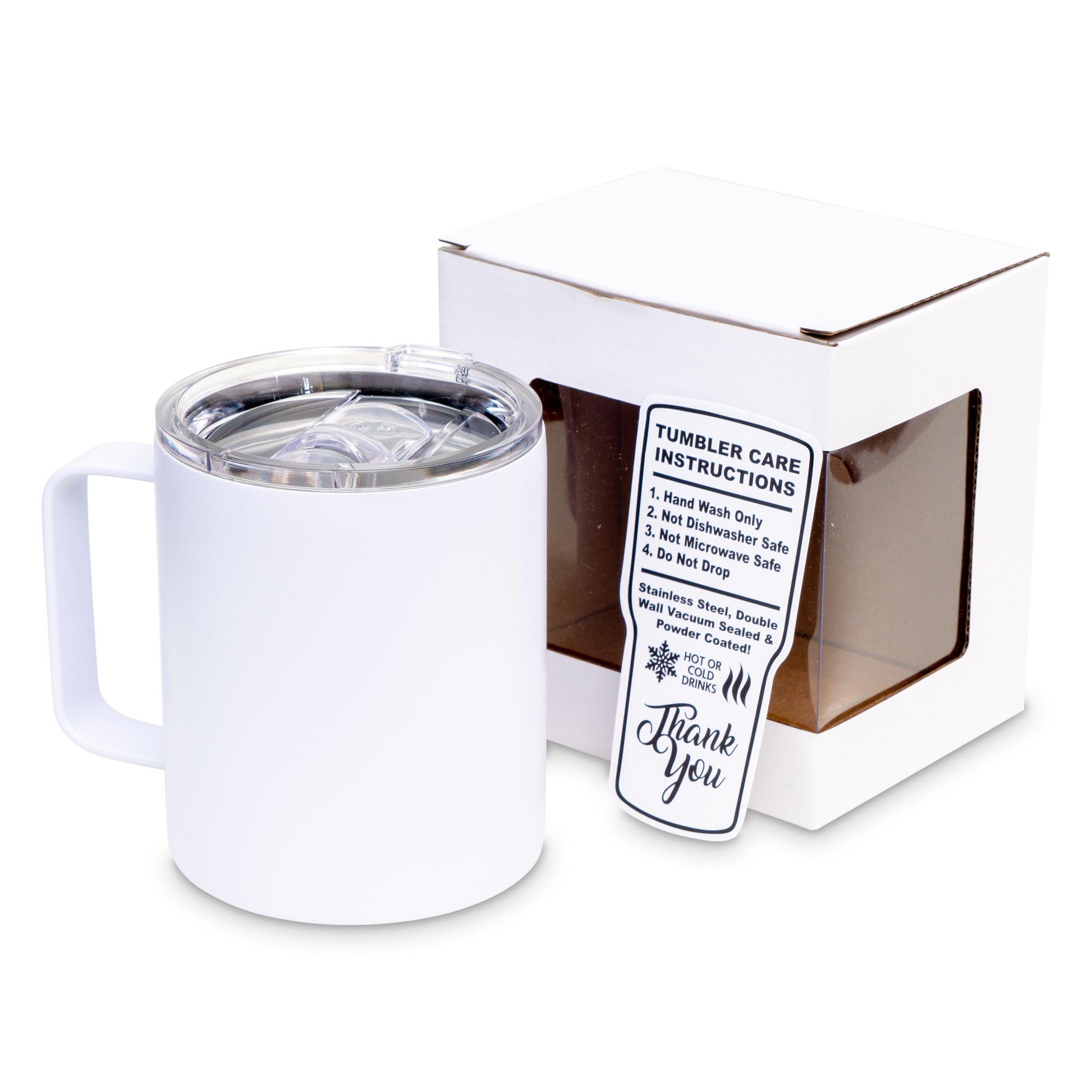 MakerFlo Crafts Coffee Mug, Powder Coated, 12oz in White