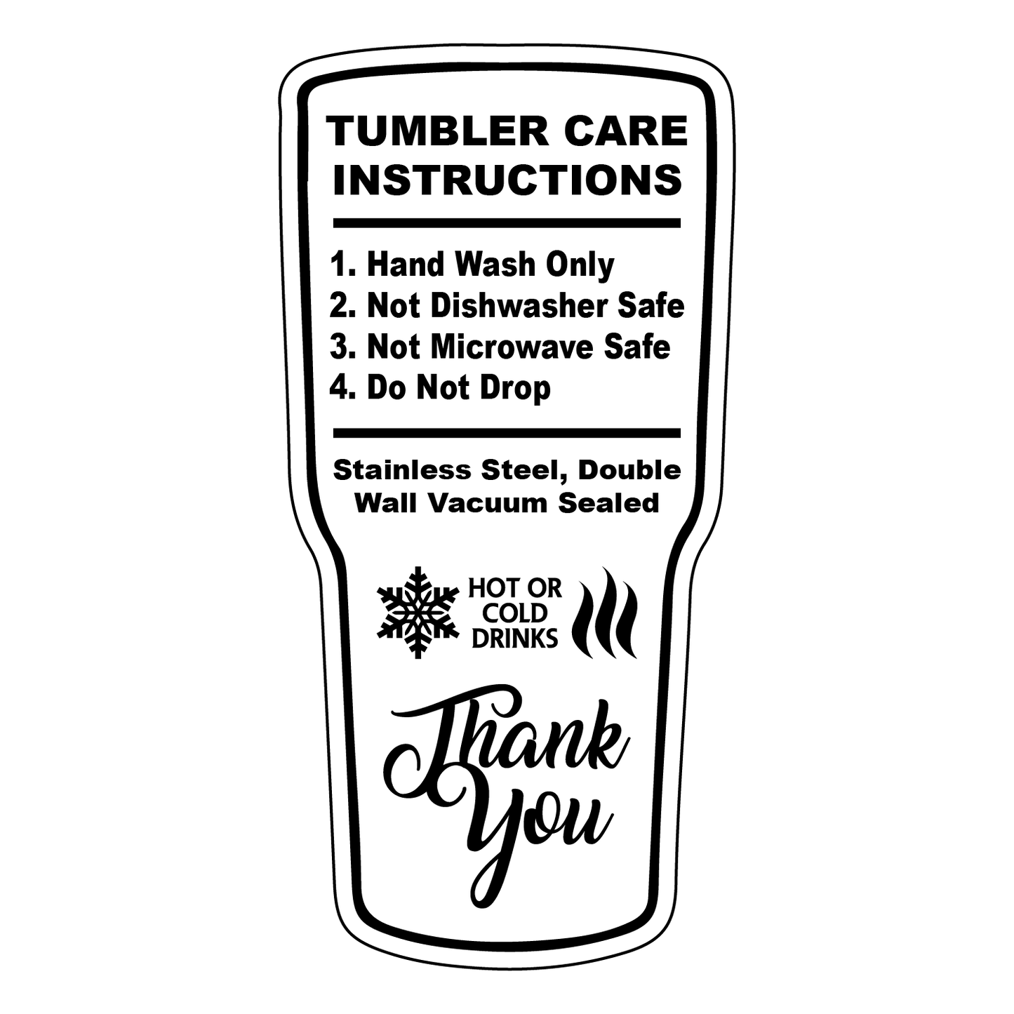 Tumbler care card bundle. Tumbler cup care instructions card