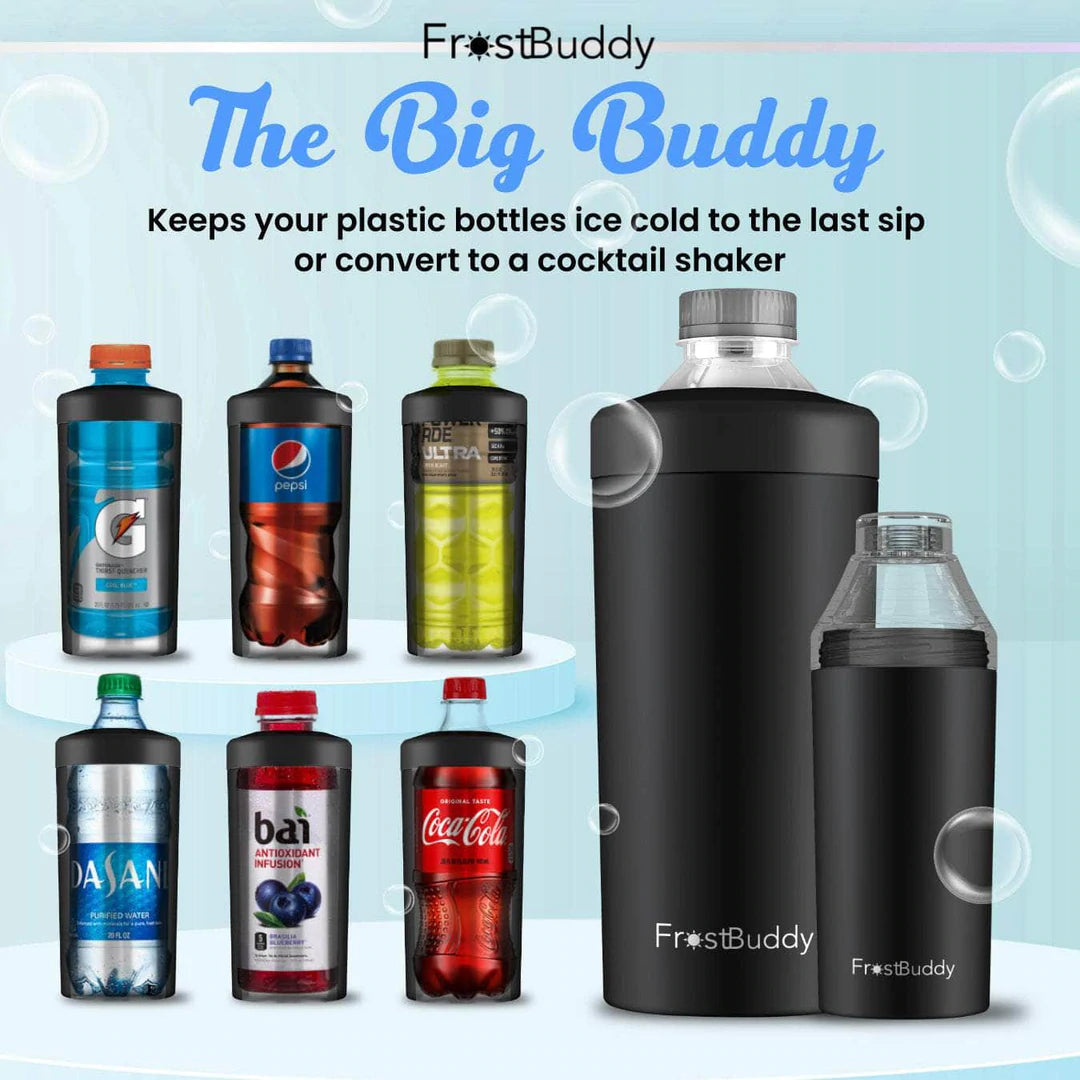 Frost Buddy Universal Can Cooler - Fits all - Stainless Steel Can Cooler  for 12 oz & 16 oz Regular or Slim Cans & Bottles - Stainless Steel